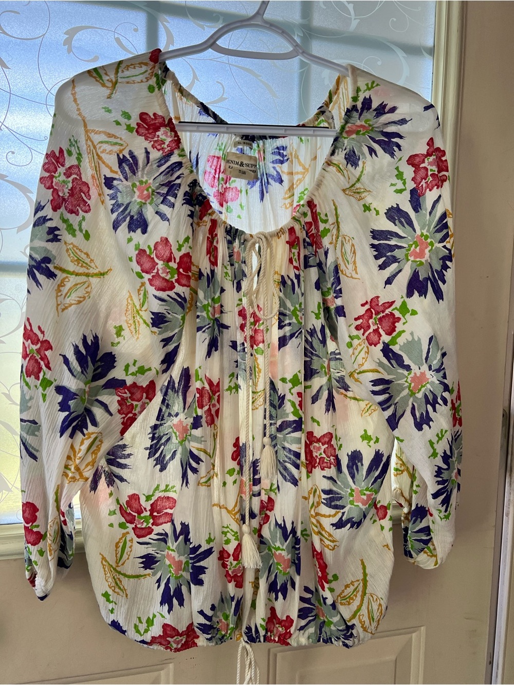 Denim & Supply retired Ralph Lauren boho peasant blouse with floral print.